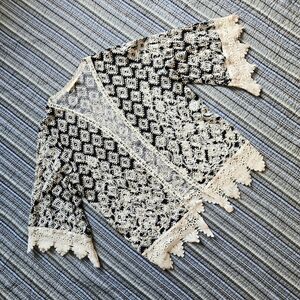 Solitaire Cardigan Shawl Open Front Lace Embroidered